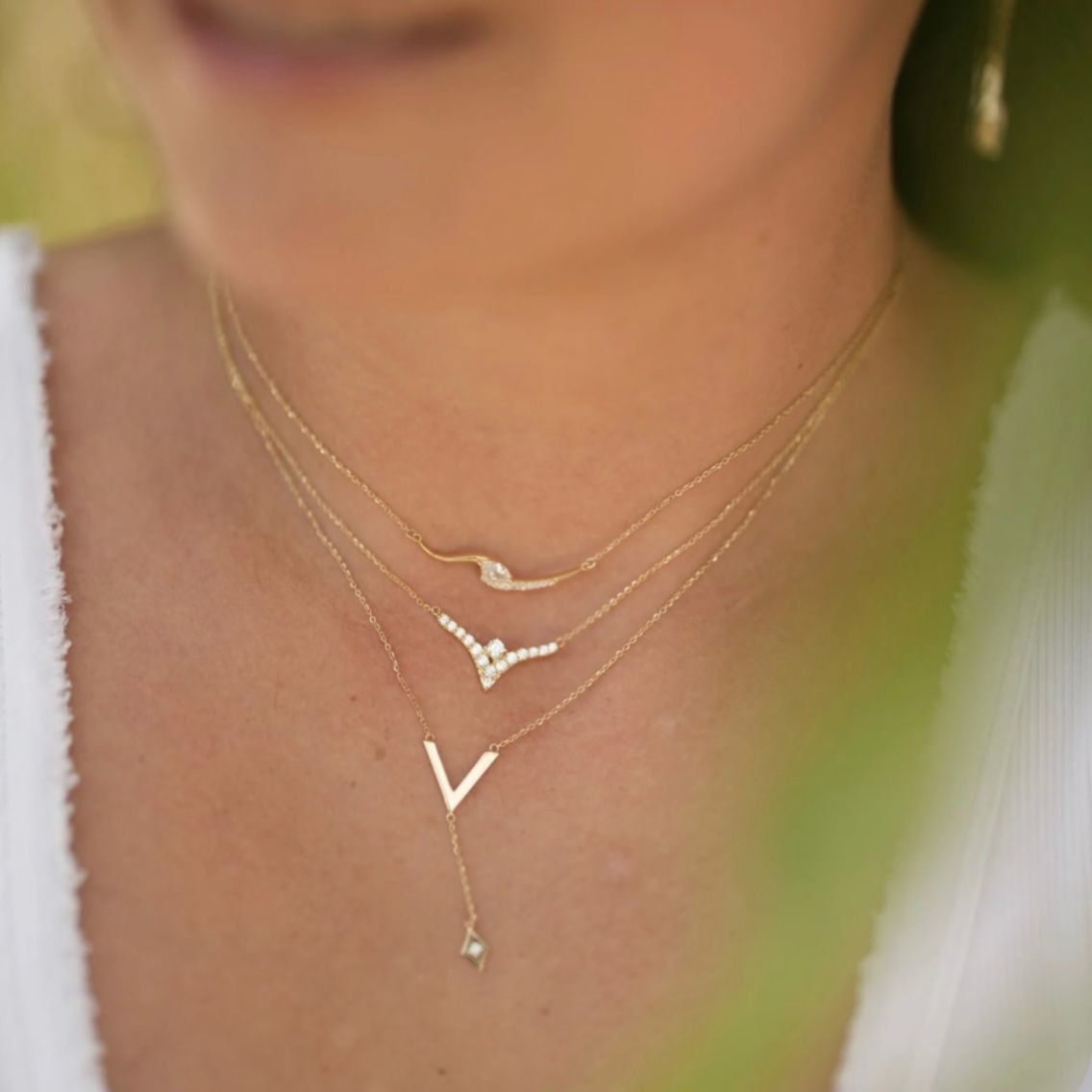 Layered gold necklace set